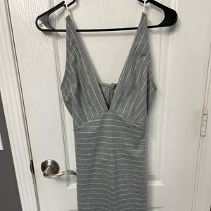 Gray and white stripe dress